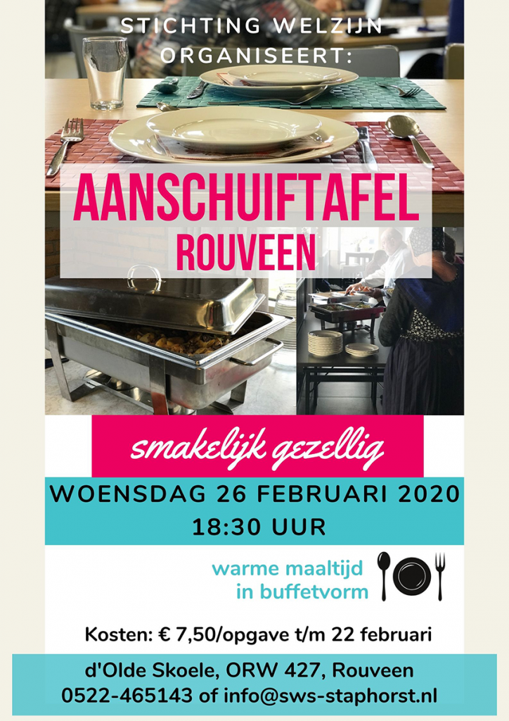 Aanschuiftafel bij d’Olde Skoele in Rouveen