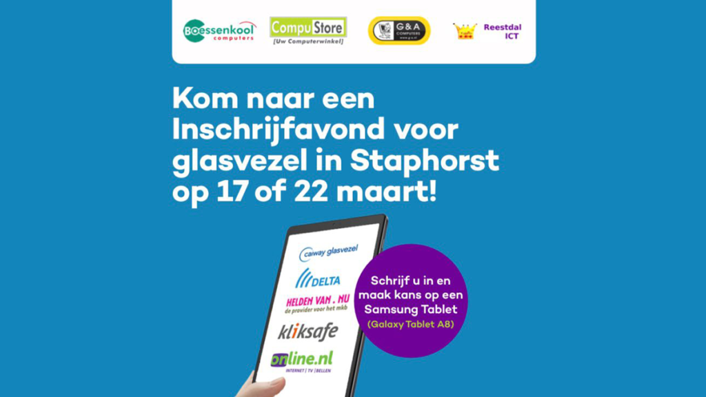 Glasvezel Inschrijfavonden 17 en 22 maart