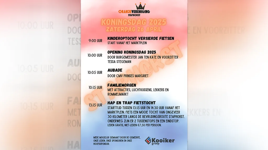 Koningsdag Staphorst 2025: Volop Activiteiten Koningsdag Staphorst 2025: Volop Activiteiten