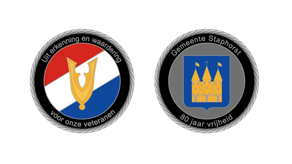 Staphorster veteranen ontvangen speciale ’80 jaar vrijheid’ coin Staphorster veteranen ontvangen speciale ’80 jaar vrijheid’ coin