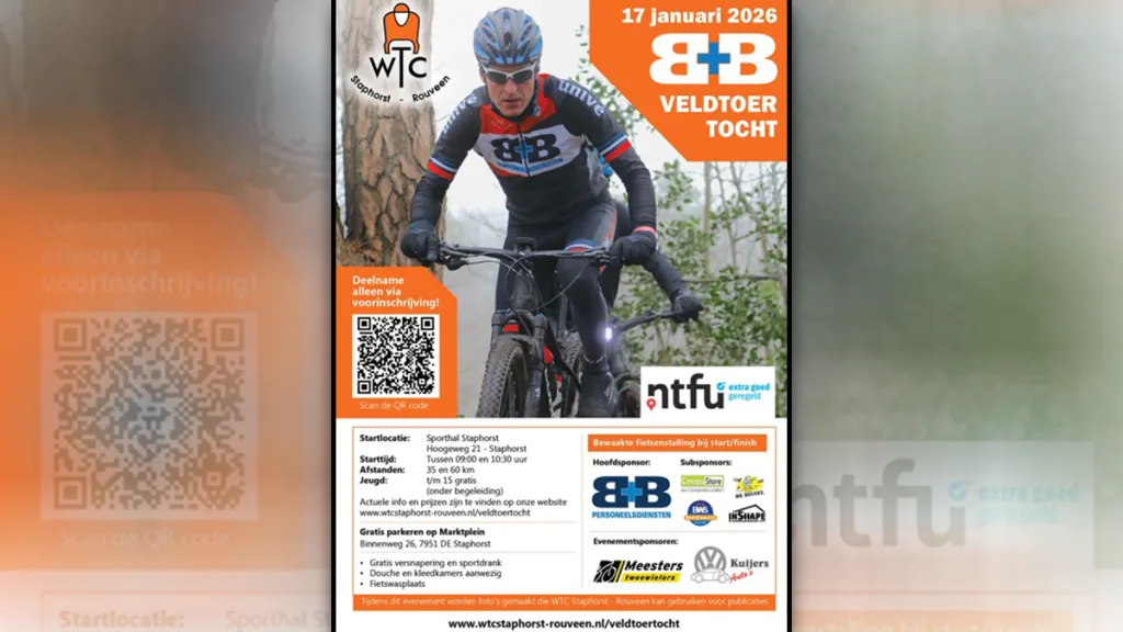 Mountainbiken in Staphorst: B+B Veldtoertocht in januari