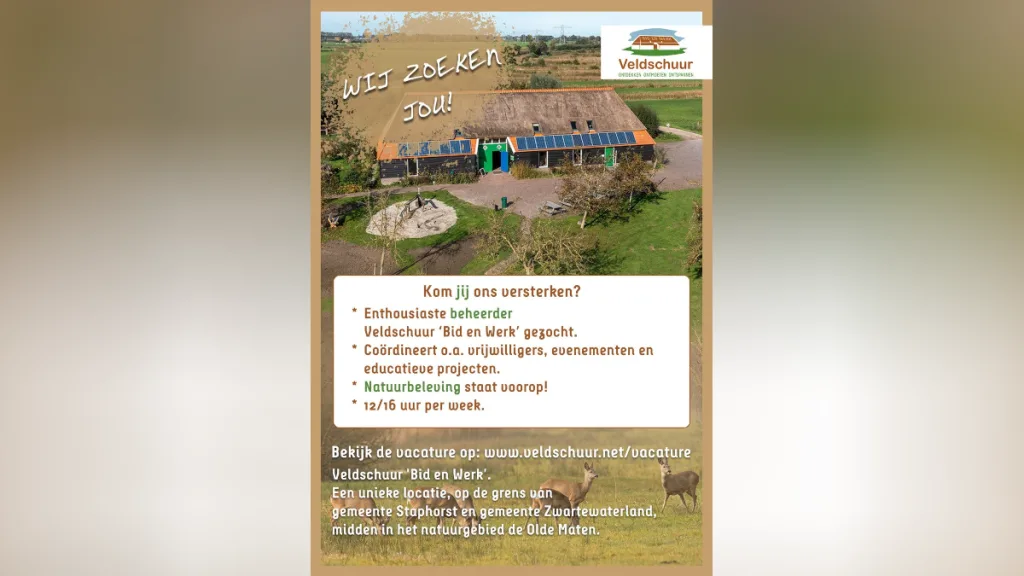Veldschuur ‘Bid en Werk’ zoekt nieuwe beheerder