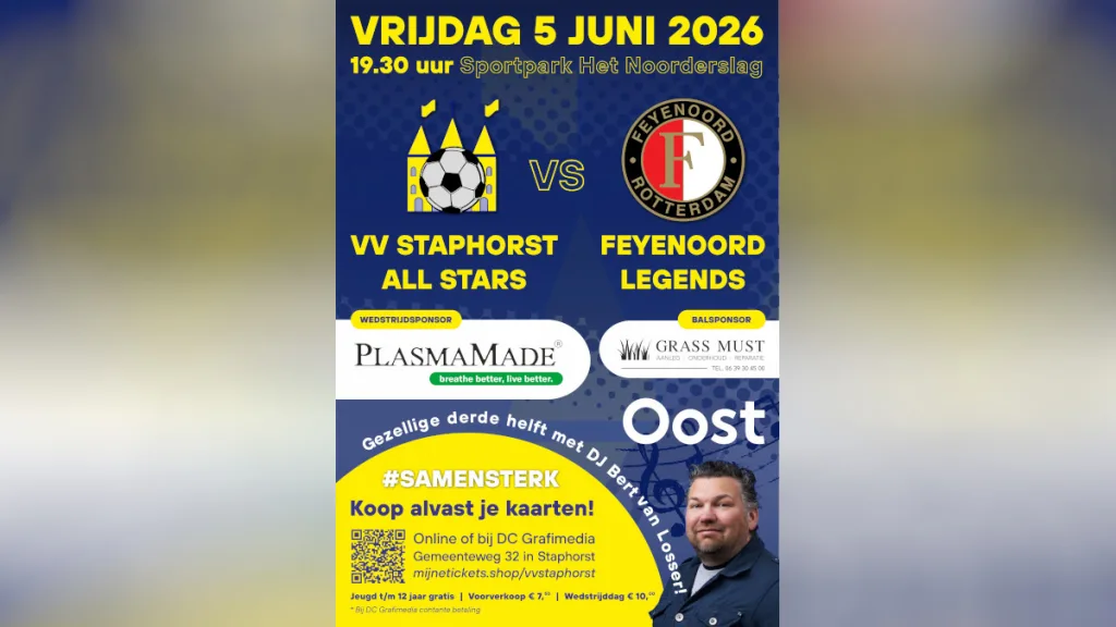 Feyenoord Legends tegen vv Staphorst All Stars op 5 juni